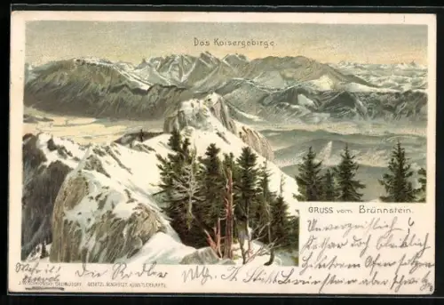 Künstler-AK Oberaudorf, Brünnstein und das Kaisergebirge