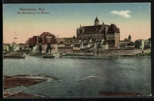 AK Marienburg / Malbork, Schloss Marienburg von Westen gesehen