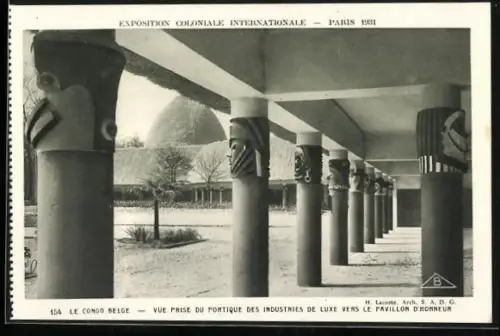 AK Paris, Exposition coloniale internationale 1931, le Congo-Belge, Vue prise du Portique des Industries de Luxe