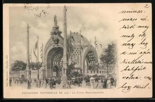 AK Paris, Exposition Universelle de 1900, La Porte Monumentale, Weltausstellung