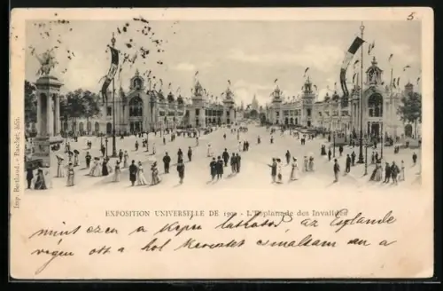 AK Paris, Exposition Universelle 1900, L`Esplanade des Invalides, Weltausstellung