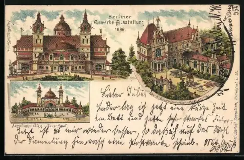 Lithographie Berlin, Gewerbe-Ausstellung 1896, Ausstellung für Chemie, Bau- & Ingenieurswesen-Ausstellung