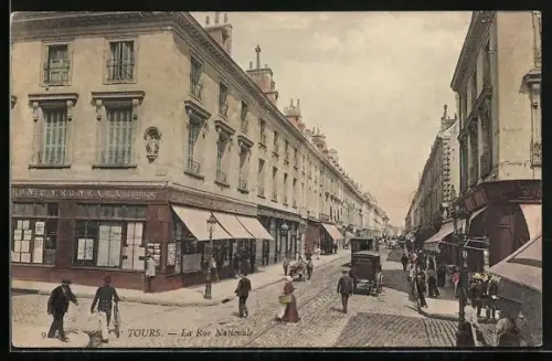 AK Tours, La Rue Nationale, Strassenbahn