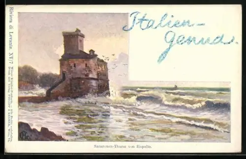 Künstler-AK sign. G. Holub: Rapallo, Sarazenen-Turm