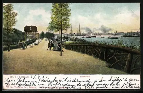 AK Rotterdam, Parkheuvel, Strassenpartie in Hafennähe