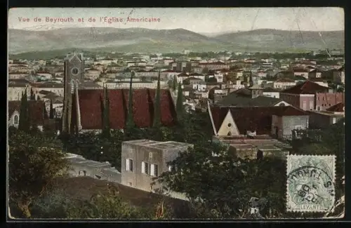 AK Beyrouth, Vue de et de l'Eglise Americaine