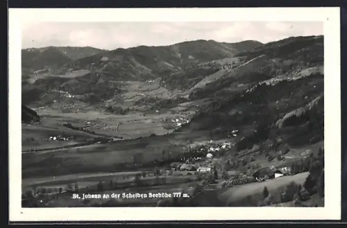 AK St. Johann an der Scheiben, Teilansicht mit Bergen