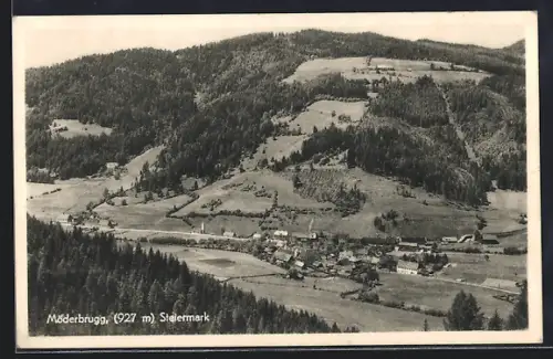 AK Möderbrugg /Steiermark, Teilansicht mit Wäldern