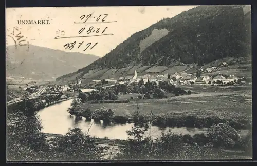 AK Unzmarkt, Teilansicht mit Bergen