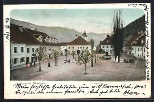 AK Unzmarkt /Obersteier, Hauptplatz mit Hotel Post