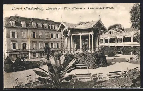 AK Bad Gleichenberg, Kurpark mit Hotel Villa Albrecht und Kurhaus-Restaurant