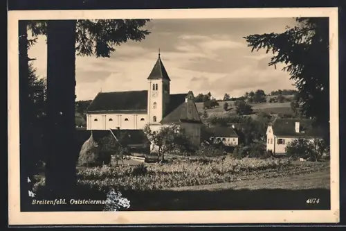 AK Breitenfeld /Oststeiermark, Ortspartie mit Kirche