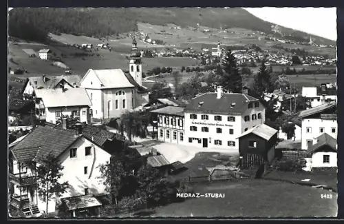AK Medraz-Stubai, Gasthof-Pension Steiner und Kirche