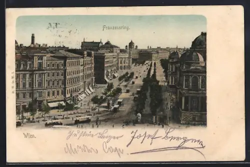 AK Wien, Franzensring mit Strassenbahnen