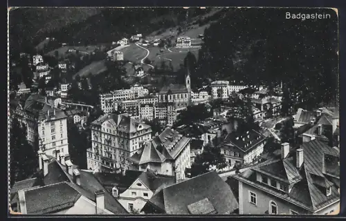 AK Badgastein, Ortsansicht aus der Vogelschau