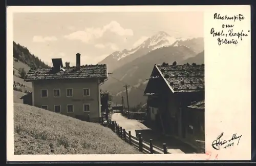 AK Mayrhofen /Zillertal, Ahornspitze vom Gasthof Krapfen