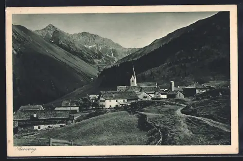 AK Berwang, Ortschaft mit Kirche aus der Ferne gesehen