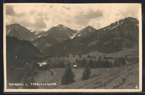 AK Rehbach i. Tirol, Ortsansicht mit Berglandschaft