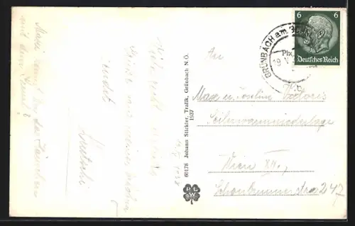 AK Grünbach a. d. Schneebergbahn, Ortsansicht aus der Vogelschau