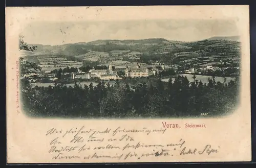 AK Vorau, Totalansicht mit Umgebungspanorama