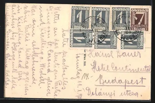 AK St. Corona a. Wechsel, Ortspartie mit Mittagstein und Raxalpe