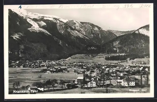 AK Kramsach /Tirol, Teilansicht mit Bergen