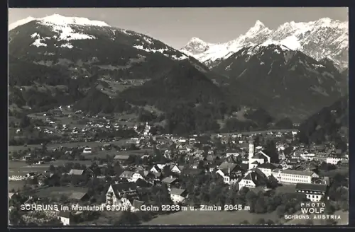 AK Schruns im Montafon, Teilansicht gegen Golm und Zimba
