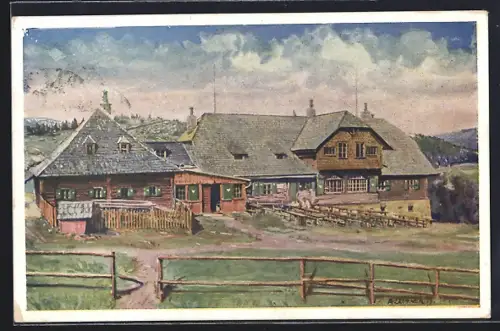 Künstler-AK Stubalpen-Schutzhaus Gaberl der Sektion Köflach D. u. Oe. A. V. in Steiermark