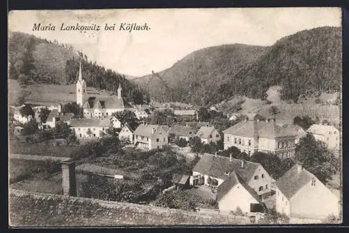 AK Maria Lankowitz bei Köflach, Teilansicht mit Kirche