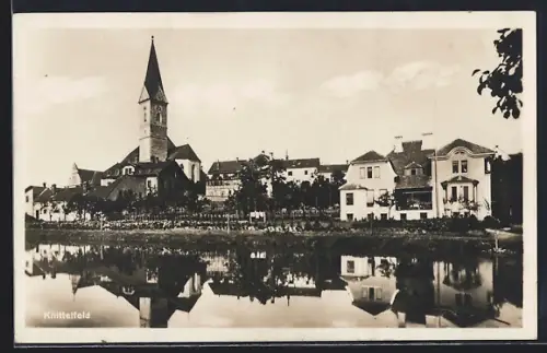 AK Knittelfeld, Uferpartie mit Kirche