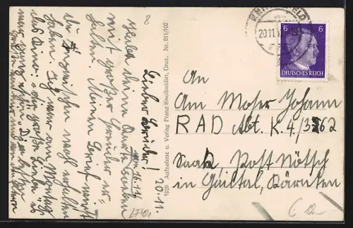 AK Knittelfeld, Uferpartie mit Kirche