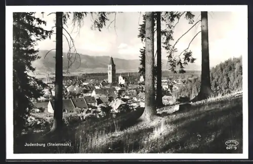 AK Judenburg, Ortspanorama vom Berg aus gesehen