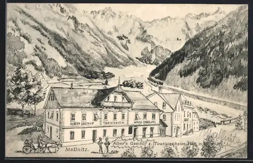 Künstler-AK Mallnitz, Alberts Gasthof zum Touristenheim