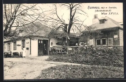 AK Wien, Hameau, Holländerdörfl, Restaurant-Terrasse