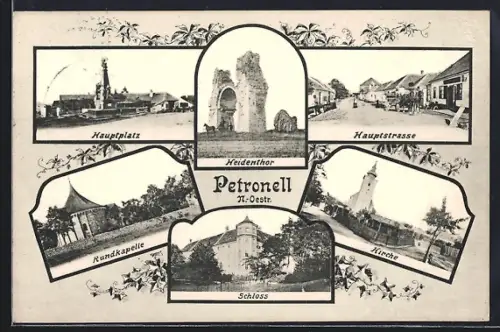 AK Petronell, Hauptplatz, Hauptstrasse, Rundkapelle, Schloss
