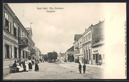 AK Bad Hall /Ob.-Oesterr., Hauptplatz mit Gasthaus Geistberger