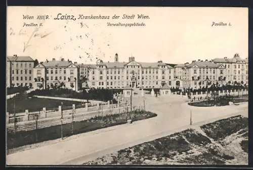 AK Wien, Lainz, Krankenhaus der Stadt Wien, Verwaltungsgebäude, Pavillon I u. II
