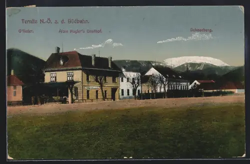 AK Ternitz a. d. Südbahn, Gasthof Alois Kugler, Gfieder, Schneeberg