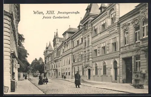 AK Wien, Penzingerstrasse mit Palais Cumberland