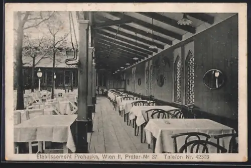 AK Wiener Prater Nr. 37, Etablissement Prohaska, Terrasse