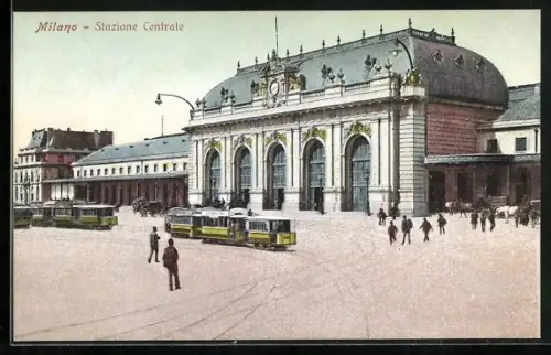 AK Milano, Stazione Centrale, Strassenbahnen
