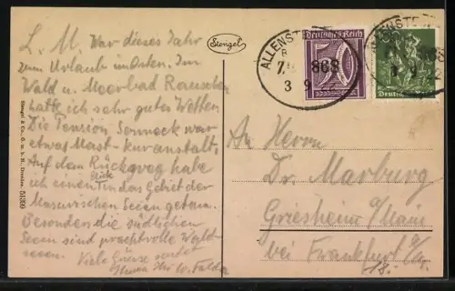 AK Masuren, Niedersee mit Königsinsel, Dampfer