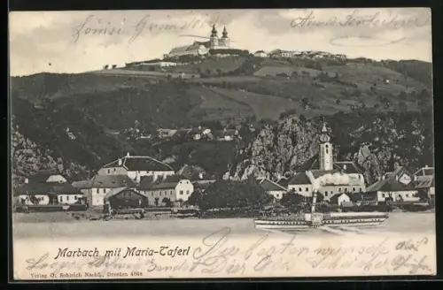 AK Marbach, Teilansicht mit Kirche Maria-Taferl