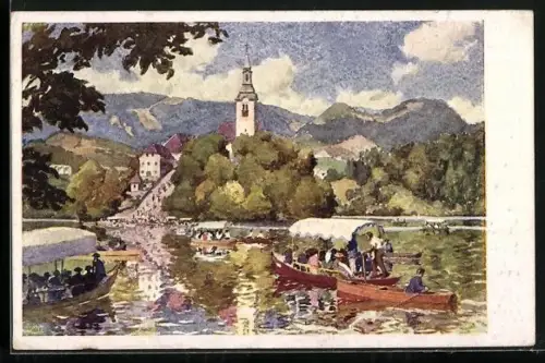 Künstler-AK Bled, Otok Bleski