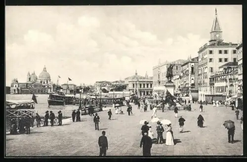 AK Venezia, Riva degli Schiavoni, Dampfer