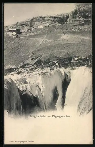 AK Eigergletscher mit Jungfraubahn