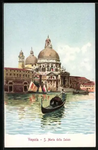 Künstler-AK Venezia, S. Maria della Salute, Gondola