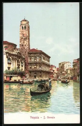 AK Venedig, Gondelfahrt am St. Geremia