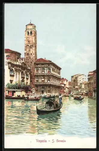 AK Venedig, Gondelfahrt am St. Geremia