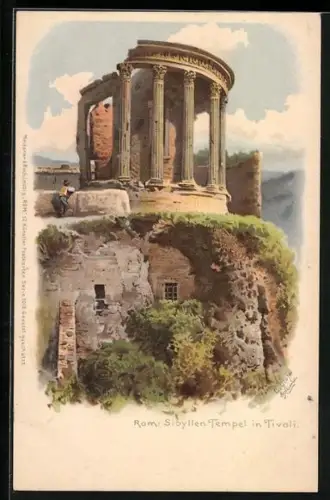 Künstler-Lithographie Meissner & Buch (M&B) Nr. 1018: Rom, Sibyllen Tempel in Tivoli